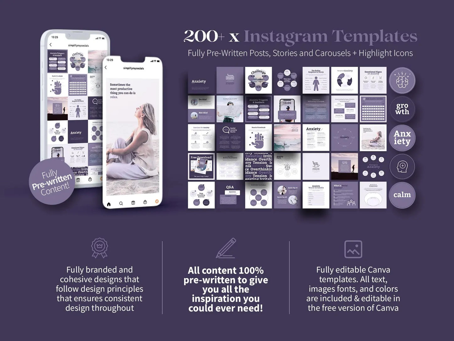 Anxiety management toolbox, Canva template for anxiety relief, anxiety journal, therapy worksheets, mental health, self-care planner & tracker