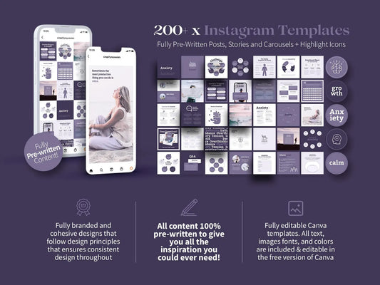 Anxiety management toolbox, Canva template for anxiety relief, anxiety journal, therapy worksheets, mental health, self-care planner & tracker